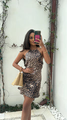 Back Bow Leopard Mini Dress