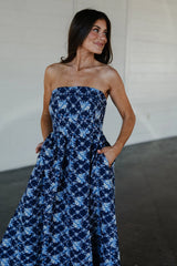 Mariana Floral Maxi Dress-Navy