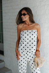 Remi Polka Dot Pants Set-Natural/Black