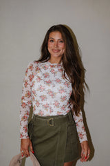 Ivory Floral Mesh Top