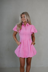 Stella Puff Sleeve Mini Dress-Light Pink