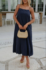 Bubble Hem Midi Dress- Midnight