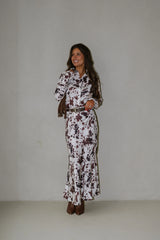 Belted Maxi Skirt-Cow Print