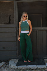 Bloom Wide Leg Lounge Pant-Forest
