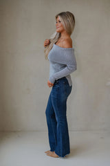Tinley OTS Ribbed Top-Grey