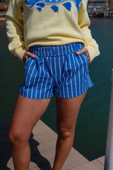 Emma Striped Boxer Shorts-Blue