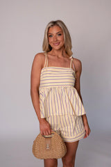 Carlie Striped Shorts Set-Lemon
