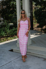 Collier Gingham Skirt Set-Pink/White