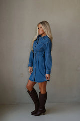 Zae Mini Dress-Denim Blue