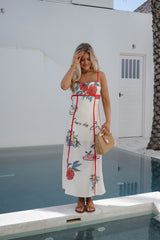 Romie Linen Trim Maxi Dress-Natural