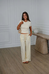 Perry Front Pleated Pants- Light Yellow