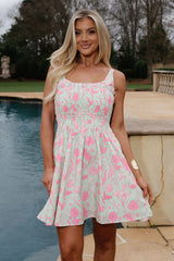 Venice Floral Mini Dress-Green