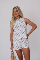 Landon Polka Dot Shorts-White/Black