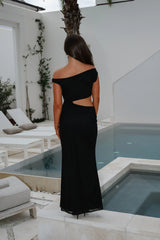 Asymmetrical Maxi Dress-Black