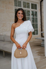 Floral Embellished Midi Dress-Off White