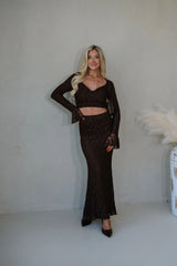 Stella Lace Maxi Skirt Set-Brown