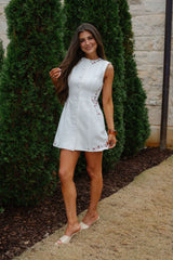 Jeanine Embroidered Floral Mini Dress-Off White
