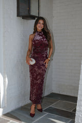 Niki Halter Neck Top-Burgundy