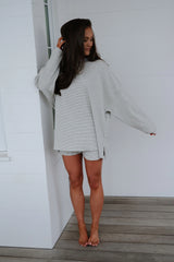 Arrington Striped Shorts-Heather Grey