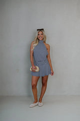 Margot Halter Backless Mini Dress-Navy