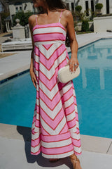 Ella Striped Maxi Dress-Cream/Pink