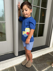 School Bus Shorts-Royal Blue Gingham