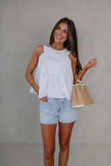 Quinn Poplin Top-Off White