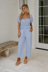 Harvey Gingham Pants-Light Blue