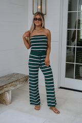 Marie Striped Pants Set-Green/White