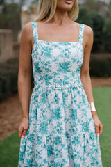 Mollie Tiered Maxi Dress-Off White/Jade