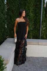 Lunden Textured Maxi Dress-Black