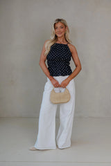 Molly Polka Dot Top-Navy