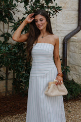 Stripes Strapless Maxi Dress-Multi