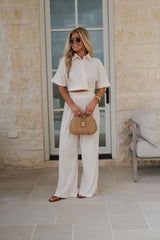 Duston Pleated Pants Set-Cream