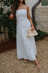 Stripes Strapless Maxi Dress-Multi
