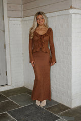Crew Maxi Skirt-Brown