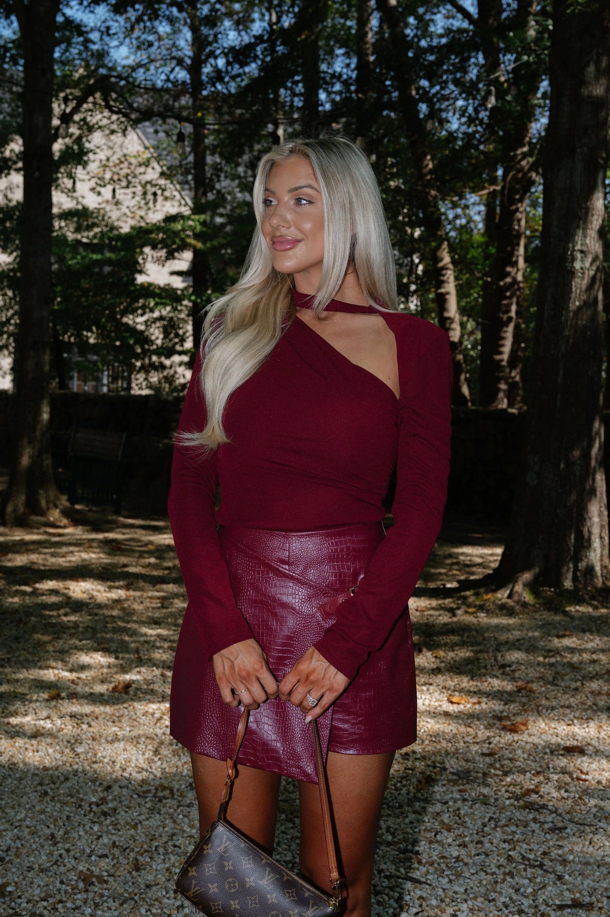 Jenny Cut Out Top- Burgundy