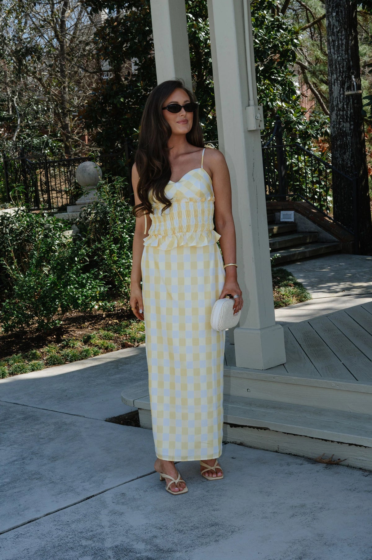 Collier Gingham Skirt Set-Yellow/White