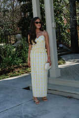 Collier Gingham Skirt Set-Yellow/White