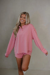 Kelsey Striped Shorts Set-Pink/Brown