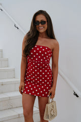 Rubi Polka Dot Mini Dress-Red