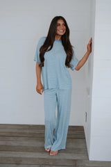 Garrison Striped Pants Set-Blue