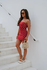 Rubi Polka Dot Mini Dress-Red