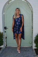 Bella Jacquard Mini Dress-Navy