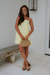 Ellis Contrast Stitch Mini Dress-Yellow