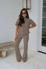 Dylan Striped Pants Set-Chocolate