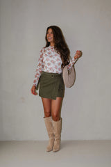 Ivory Floral Mesh Top