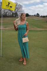 Carrie Polka Dot Midi Dress-Kelly Green