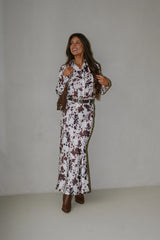 Belted Maxi Skirt-Cow Print