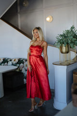 Jingle Bell Midi Dress-Red